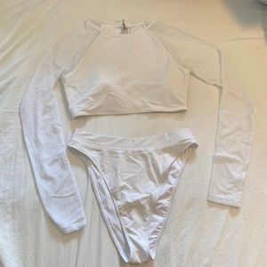 Rash Guard Bikini Top & High Waist Bikini Bottom